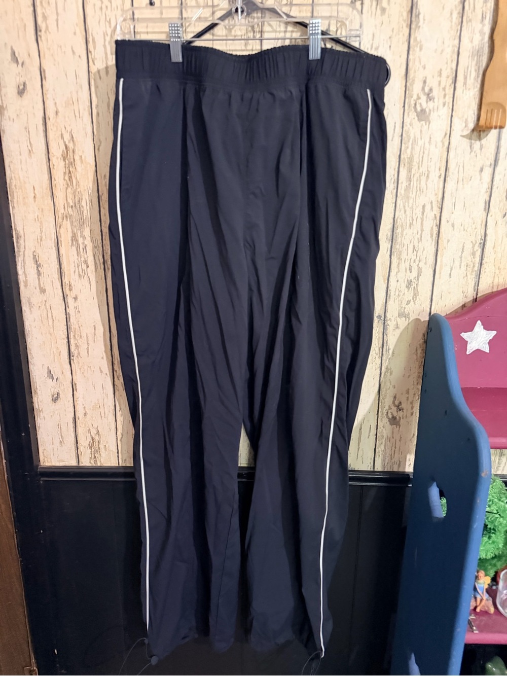 all in motion Navy Track Pants with White Side Piping